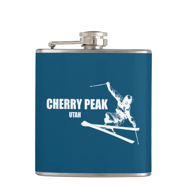 Cherry Peak Resort Skier Flask (Front)