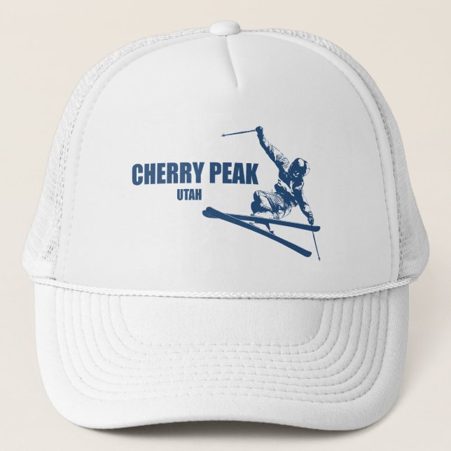 Cherry Peak Resort Skier Trucker Hat (Front)