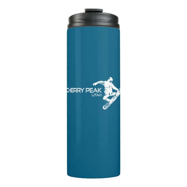 Cherry Peak Resort Utah Snowboarder Thermal Tumbler (Front)