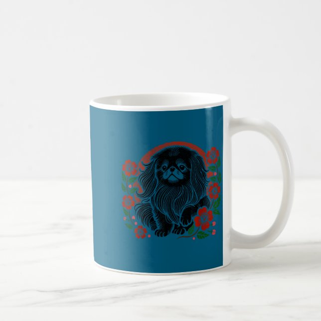 Cherry Pekingese Blossoms Floral Dog Japanese Laug Coffee Mug (Right)