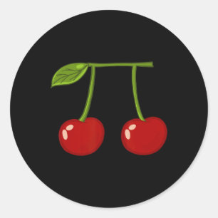 Cherry Pi Funny Pi Day Cherry Pie Pun Cherry Pi Classic Round Sticker