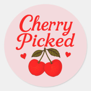 Cherry Picked Hearts Romantic Cottagecore  Classic Round Sticker
