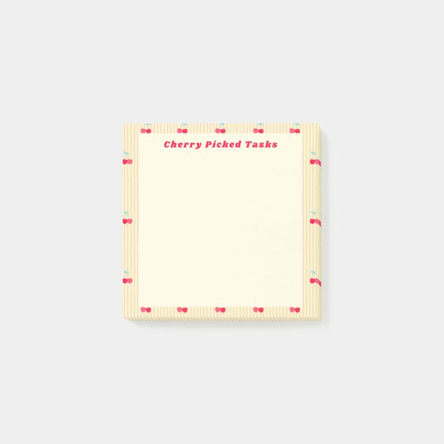 Cherry Picked Tasks Cute Border Retro Pop Post-it Notes (Front)