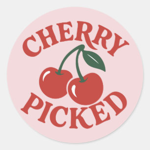 Cherry Picked Trendy Retro Fruit Graphic Party Classic Round Sticker