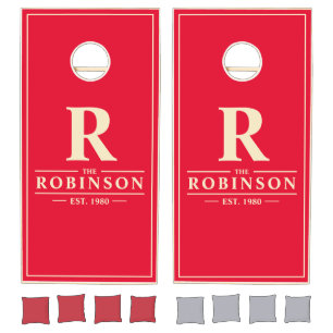 Cherry Picking Pink Family Name & Initial Cornhole Set