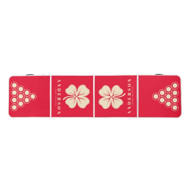 Cherry Picking Pink Four Leaf Clover with Name Beer Pong Table (Top)