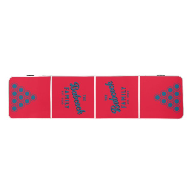 Cherry Picking Pink Retro Family Name & Year CLR Beer Pong Table (Top)