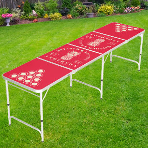 Cherry Picking Pink Tropical Pineapple Wedding Beer Pong Table