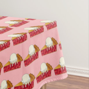 Cherry Pie a la Mode Ice Cream Slice Dessert Food Tablecloth