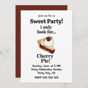 Cherry Pie Cute Sweet Party Invitation