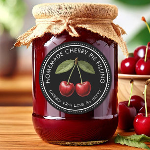 Cherry pie filling sticker for homemade recipes