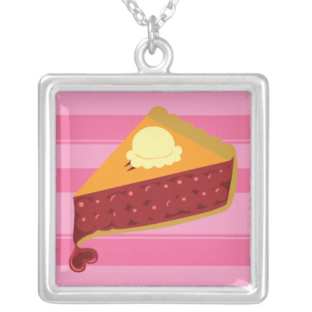 Cherry Pie Heart Silver Plated Necklace (Front)