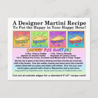 Cherry Pie Martini Recipe Card Postcard