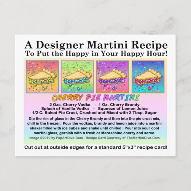 Cherry Pie Martini Recipe Card Postcard (Front)