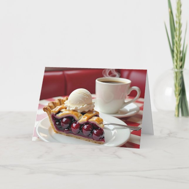 Cherry Pie, Vanilla Ice Cream & Coffee Birthday Card (Front)
