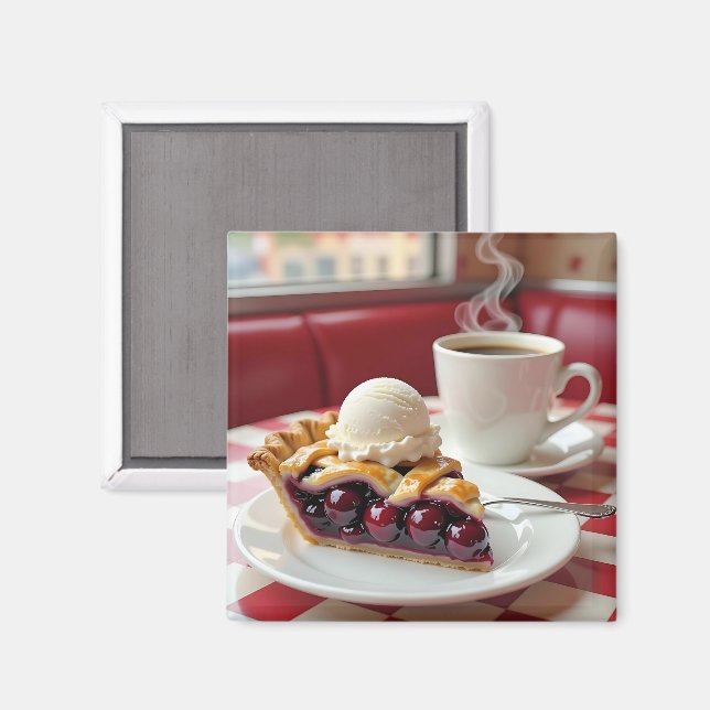 Cherry Pie, Vanilla Ice Cream & Coffee  Magnet (Front/Back)
