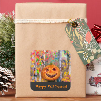 Cherry Pie w/a Pumpkin Crust Halloween Square Sticker