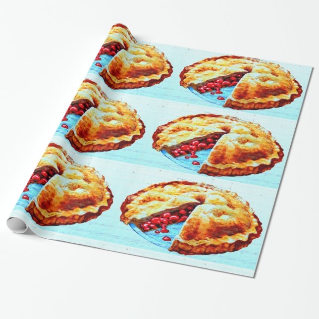 cherry pies wrapping paper (Unrolled)