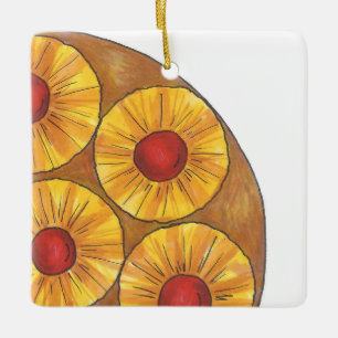 Cherry Pineapple Upside Down Cake Baking Foodie Ceramic Ornament