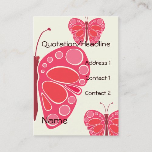 Cherry 60s Whimsical Butterfies Business Card Template