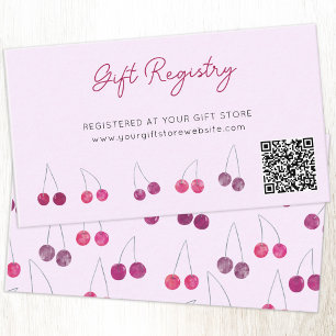 Cherry Pink Baby Shower Gift Registry QR Code Enclosure Card