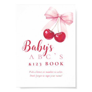 Cherry Pink Bow Baby ABCs Book Sign