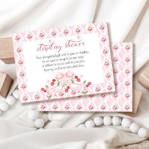 Cherry Pink Bow Baby Shower Display Shower Enclosure Card