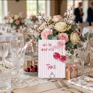 Cherry Pink Bow Red Summer Baby shower Table Number