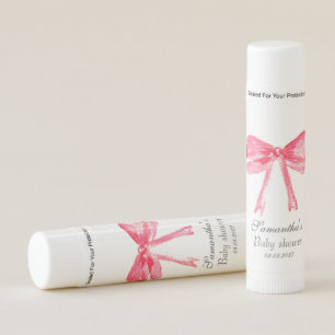 Cherry Pink Bows Coquette Watercolor Baby shower Lip Balm