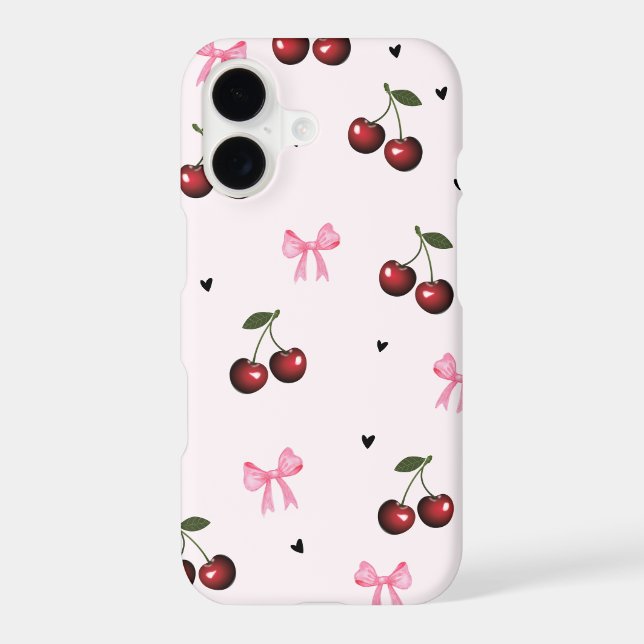 Cherry & Pink Bows Pattern - Coquette Aesthetic  Case-Mate iPhone Case (Back)