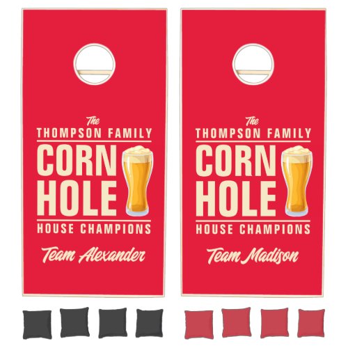 Cherry Pink Brew Battle Champions Team Names Cornhole Set