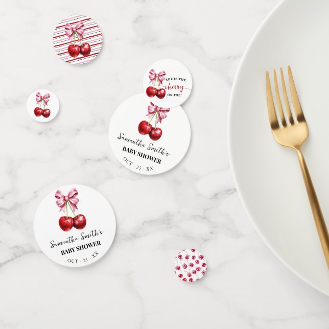 Cherry Pink Coquette Baby Shower Confetti (Group)