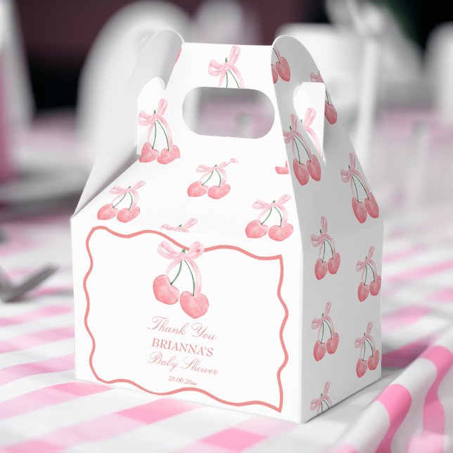 Cherry pink coquette baby shower favors customized favor boxes (Cherry pink coquette baby shower favors customized favor boxes personalized favor box)