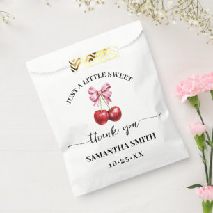 Cherry Pink Coquette Baby Shower Party Favor Bag