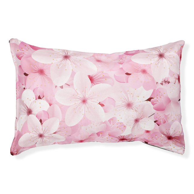 Cherry Pink Flower Print Pet Bed (Front)