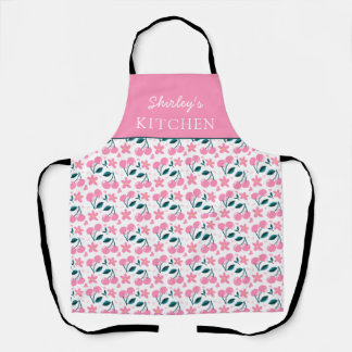 Cherry Pink Personalized Apron | Custom Name Apron
