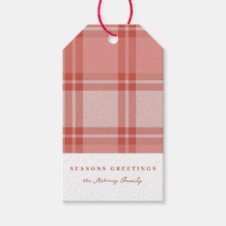 Cherry Pink Plaid Holiday Gift Tag