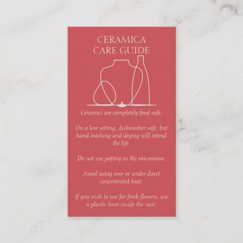 Cherry Pink Pottery Vase Ceramic Clay Instruction Business Card