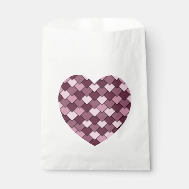 Cherry Pink Square and Diamond heart Favor Bag (Front)