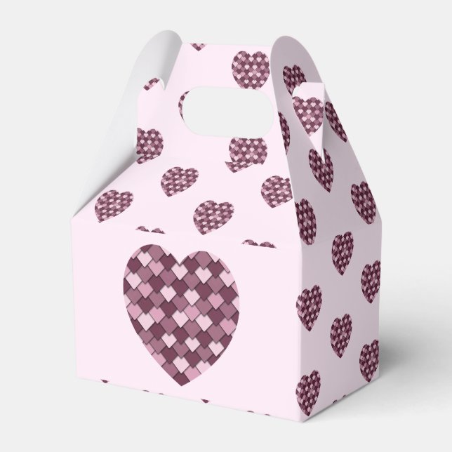 Cherry Pink Square and Diamond heart Favor Boxes (Front Side)