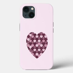 Cherry Pink Square and Diamond heart iPhone 13 Case
