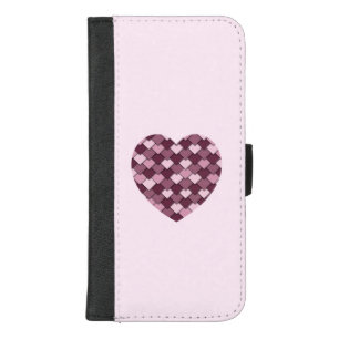 Cherry Pink Square and Diamond heart iPhone 8/7 Plus Wallet Case