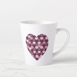 Cherry Pink Square and Diamond heart Latte Mug