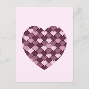 Cherry Pink Square and Diamond heart Postcard