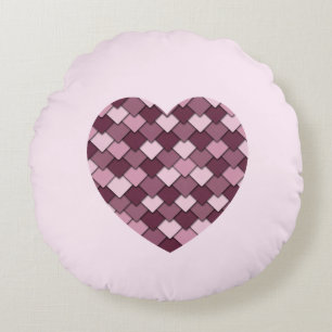 Cherry Pink Square and Diamond heart Round Pillow