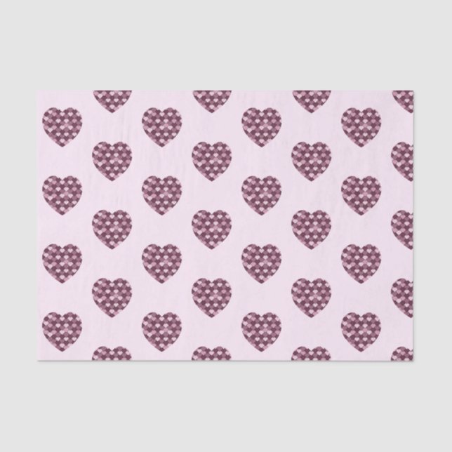Cherry Pink Square and Diamond heart Tissue Paper (Front)