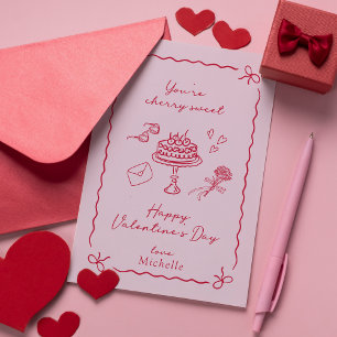 Cherry Pink Valentine's Day card