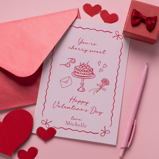 Cherry Pink Valentine's Day card (Creator Uploaded)