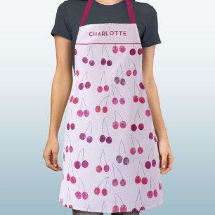 Cherry Pink Watercolor Personalized Apron