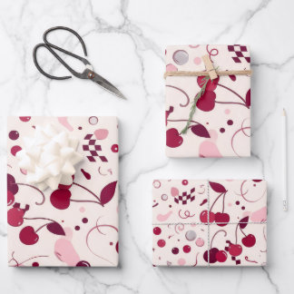 Cherry Pink Y2K Seamless gift bag | Cute Aesthetic Wrapping Paper Sheets